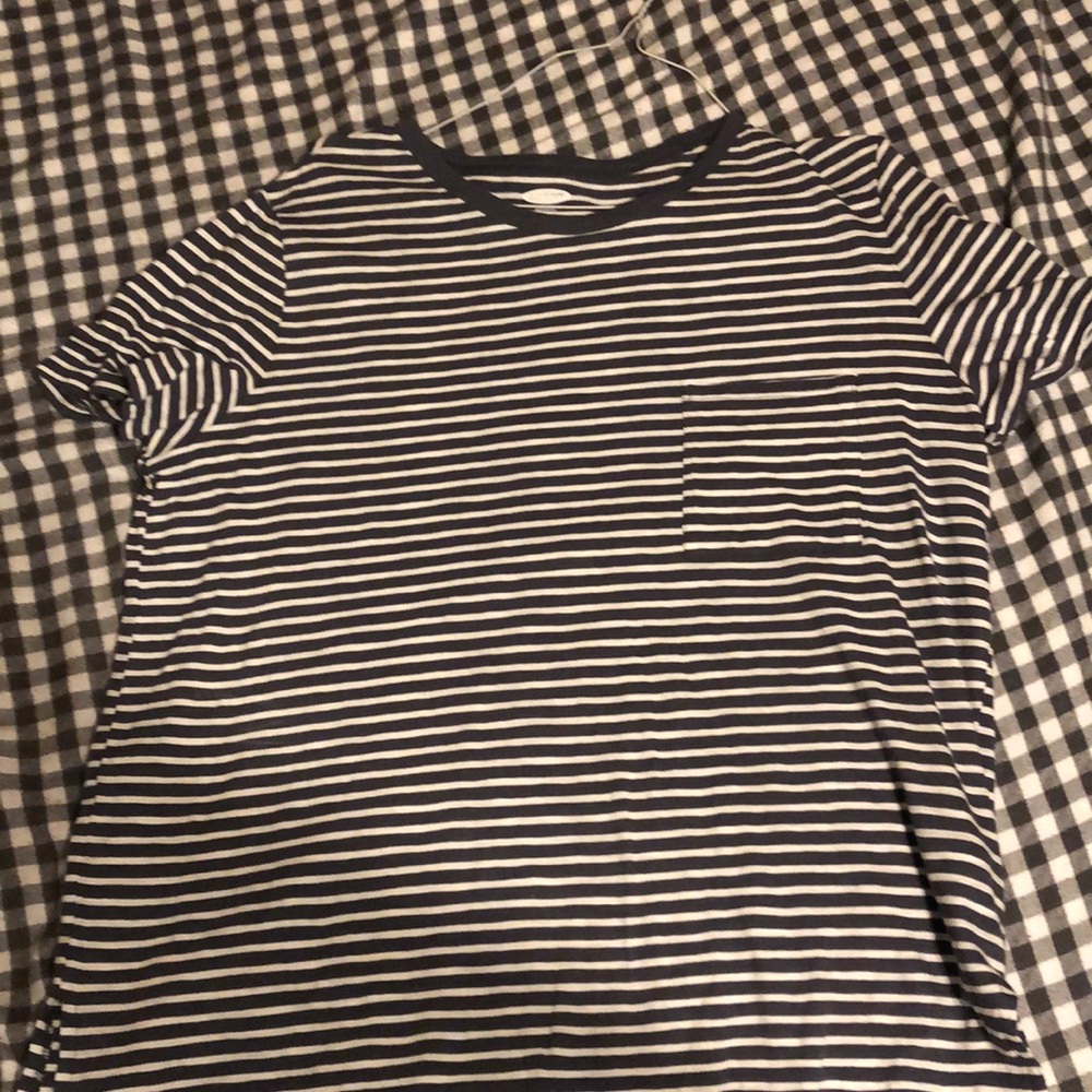 Grey/White Striped Boyfriend Tee
